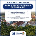 INSCRIÇÕES ABERTAS PARA O PROCESSO SELETIVO DA FRENTE POPULAR DE TRABALHO